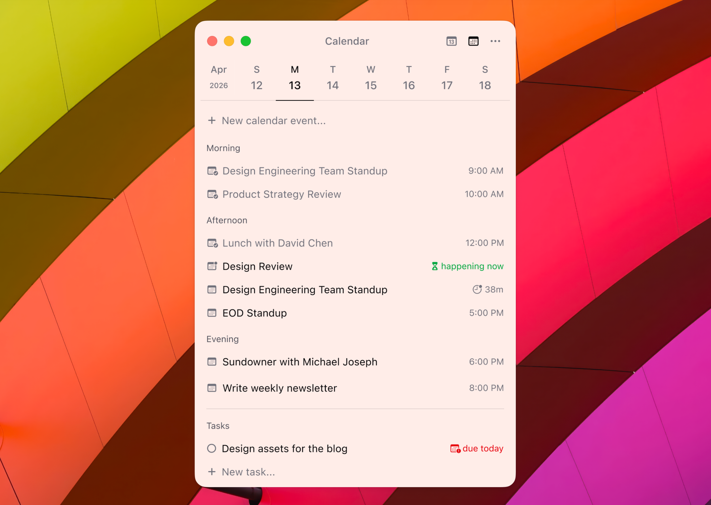 Koffi calendar screen