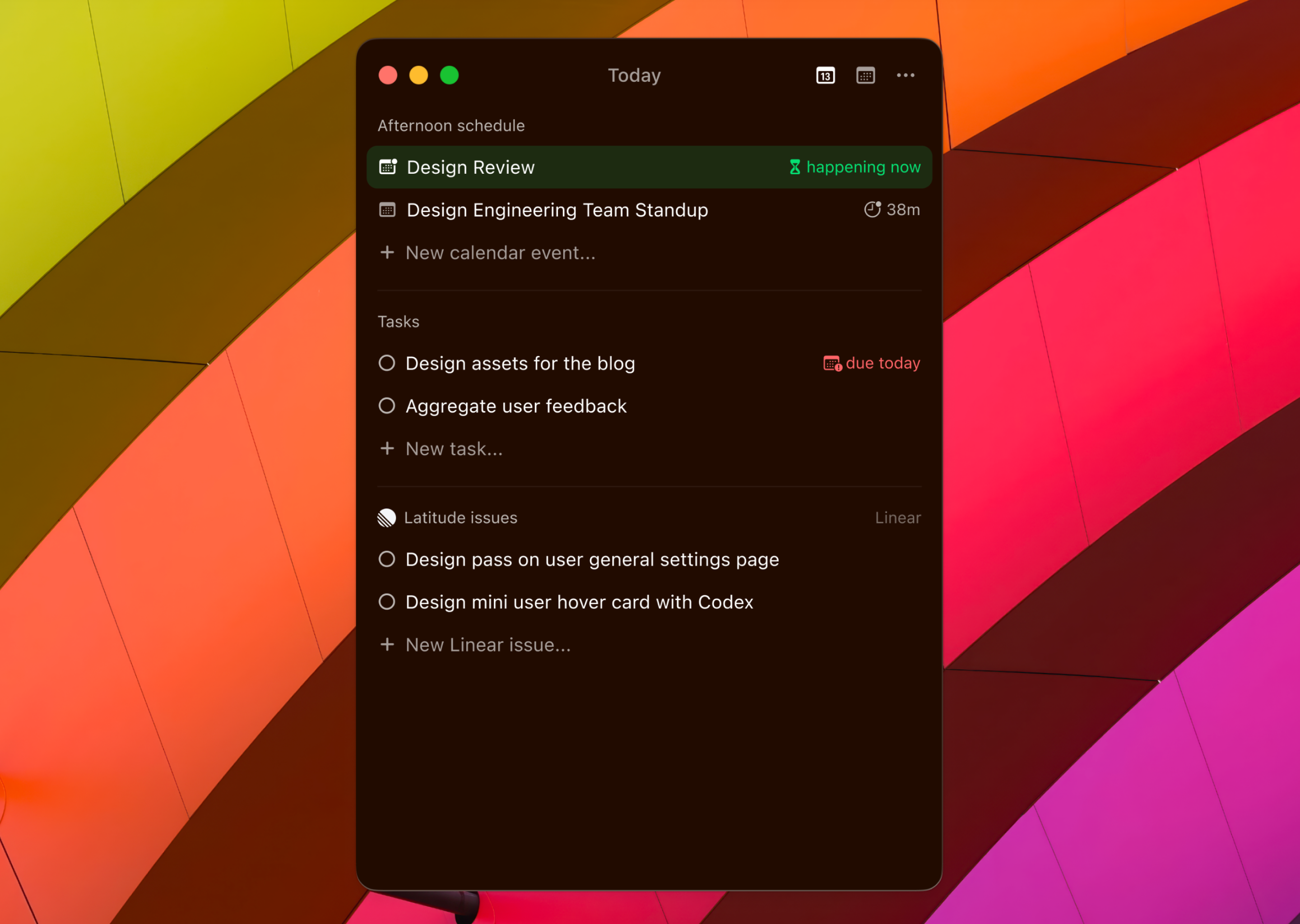 Koffi today screen dark theme