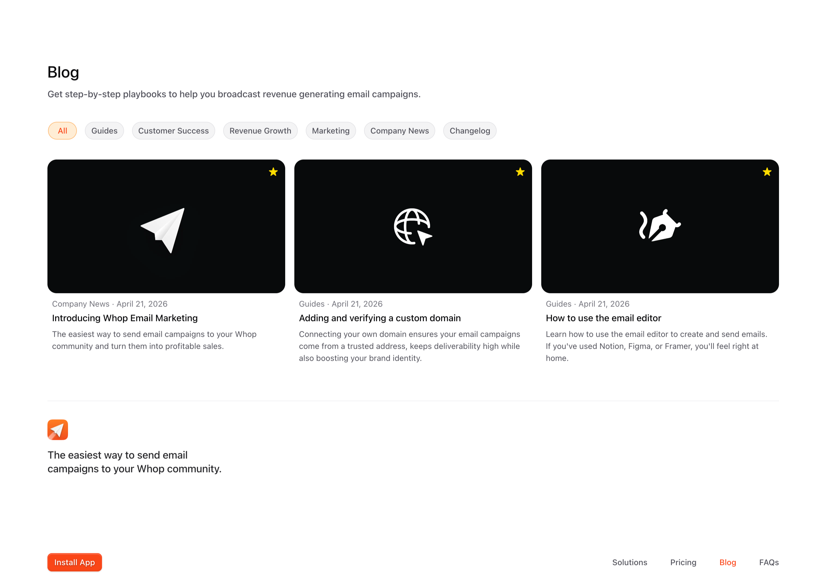 Whop Email blog page