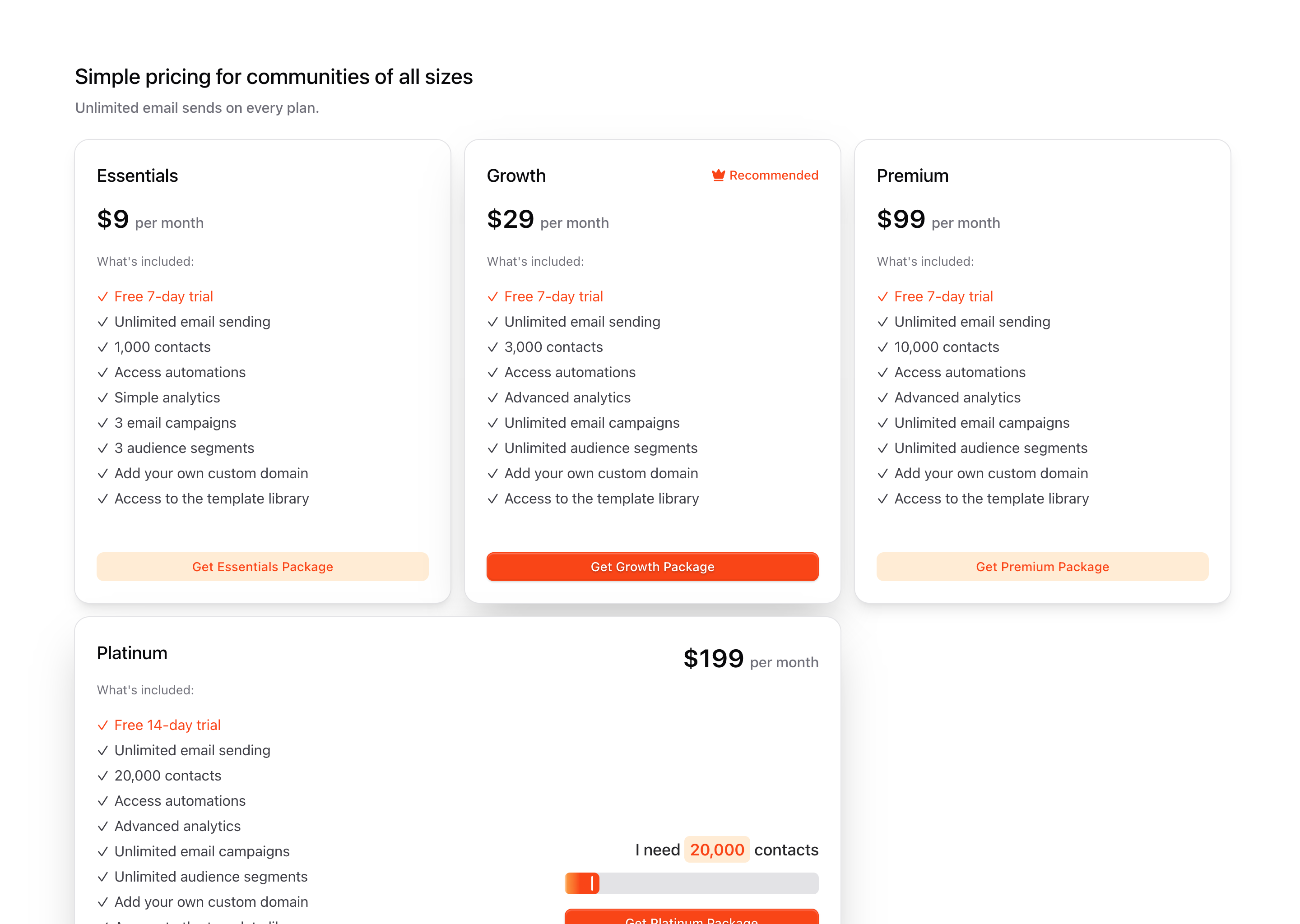 Whop Email pricing section